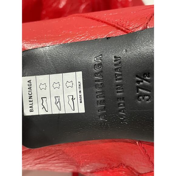 Balenciaga Cagole Boots Red Leather Knee High Pointed Toe Size 37.5 - Picture 13 of 16